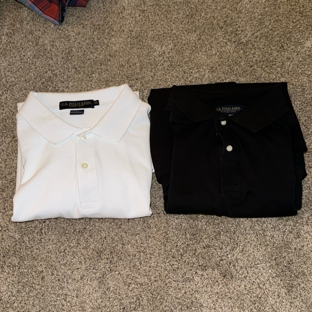 Bundle of Two (2) Men’s U.S. Polo Assn. Solid Pique Small Logo Shirt XXL Cotton
